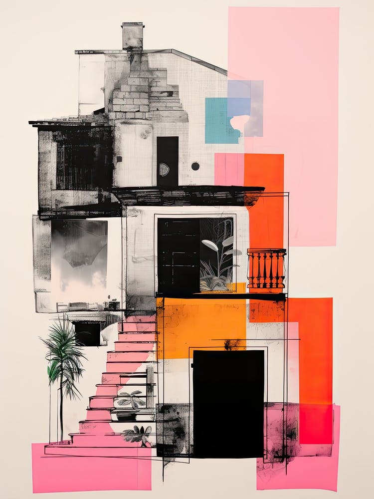 A House In Madrid, Abstract Risograph Style 4