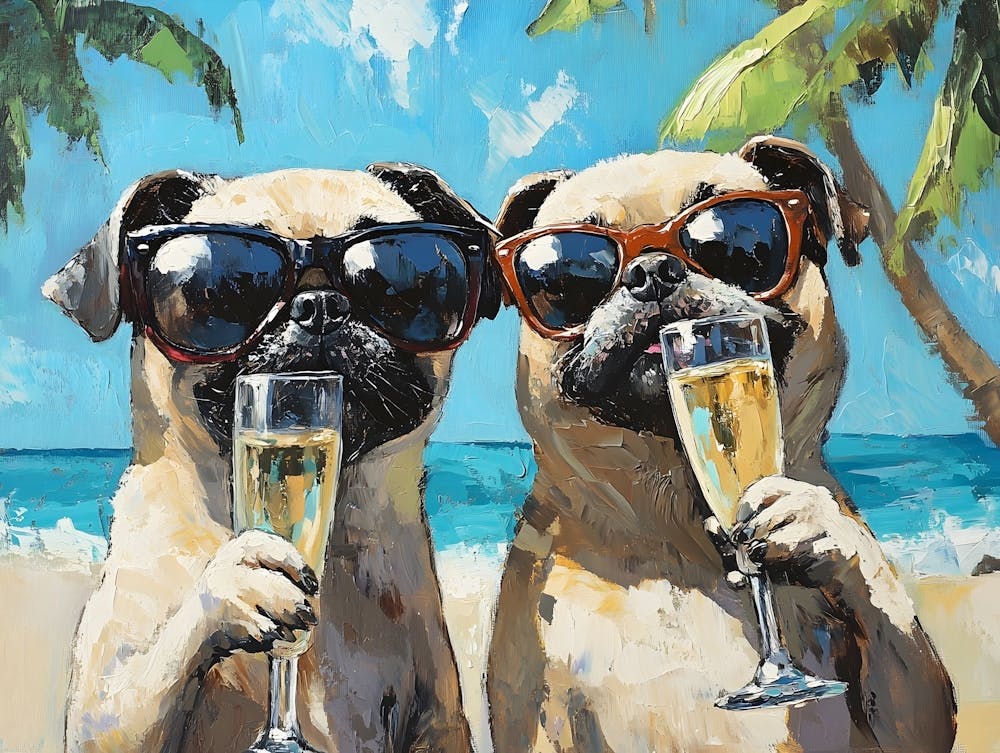 Fun Pugs At The Beach 1