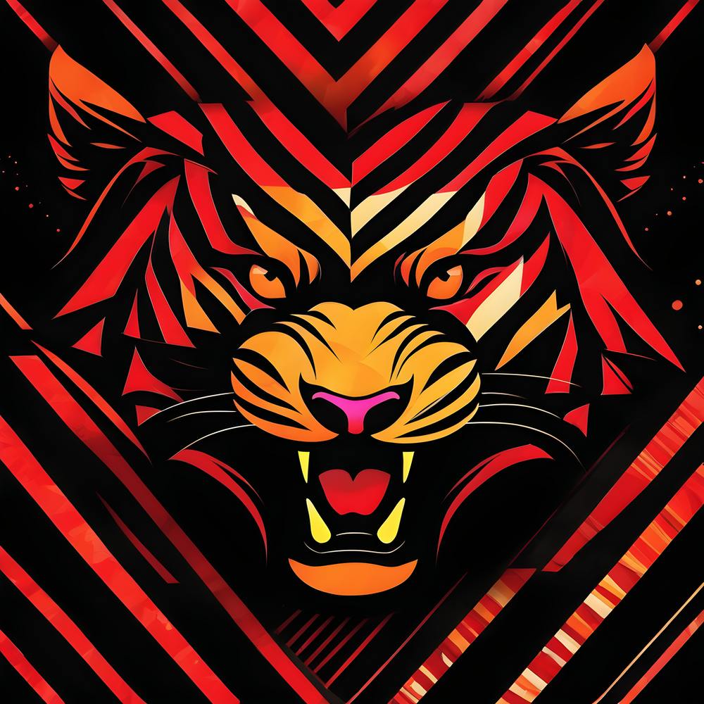 A Silhouette Design Of A Tiger T Shirt Art 3d Vector Art Cute And Quirky Bright Bold Colorful B 676586896