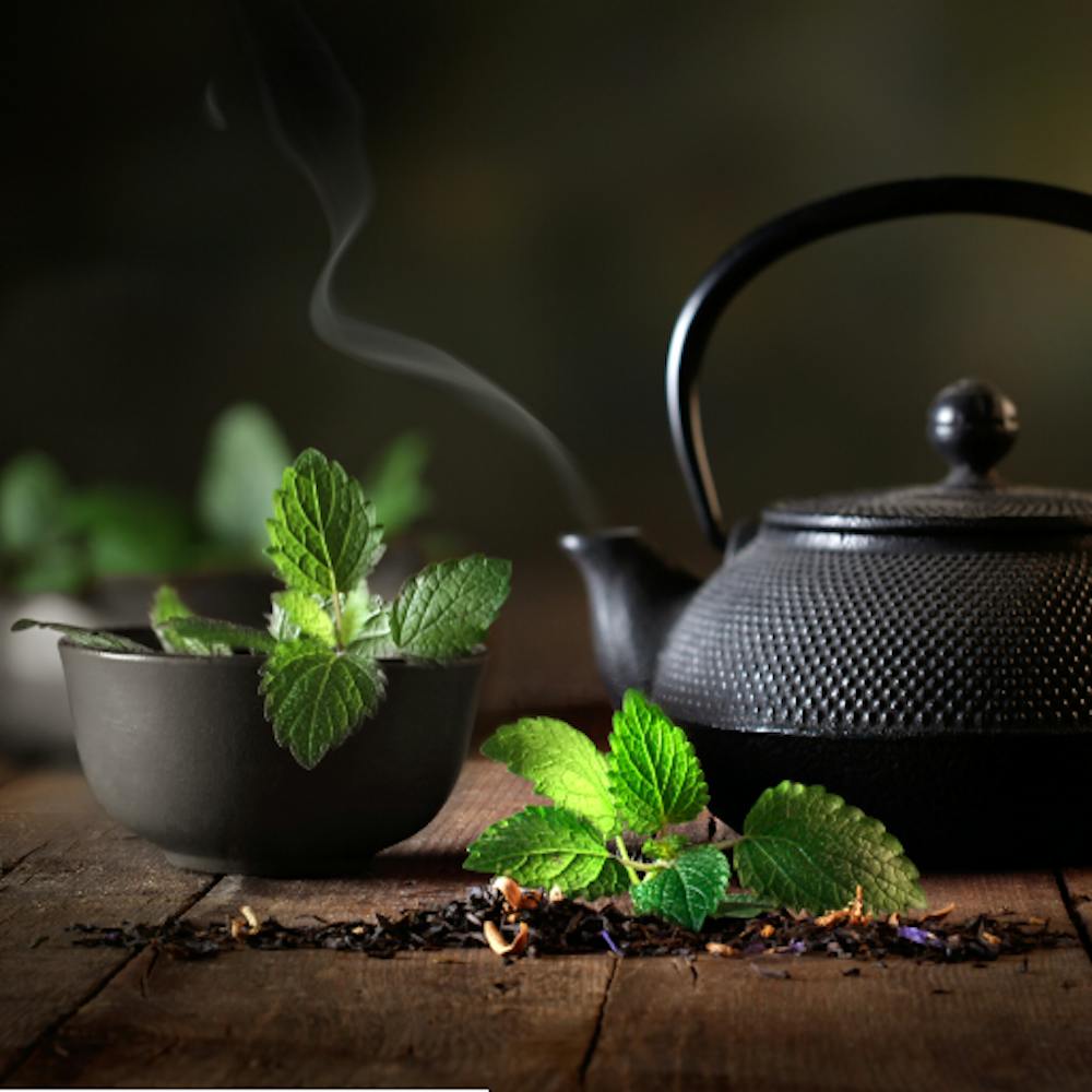 Black Tea With Mint Leaves