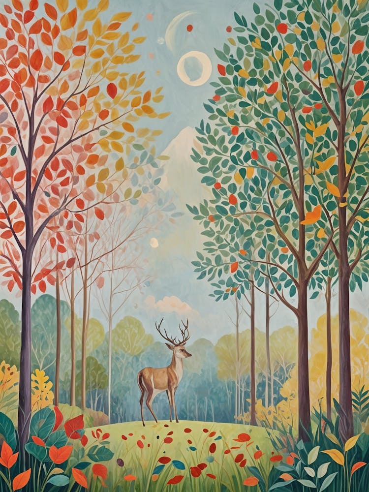 Hirsch im Herbstwald