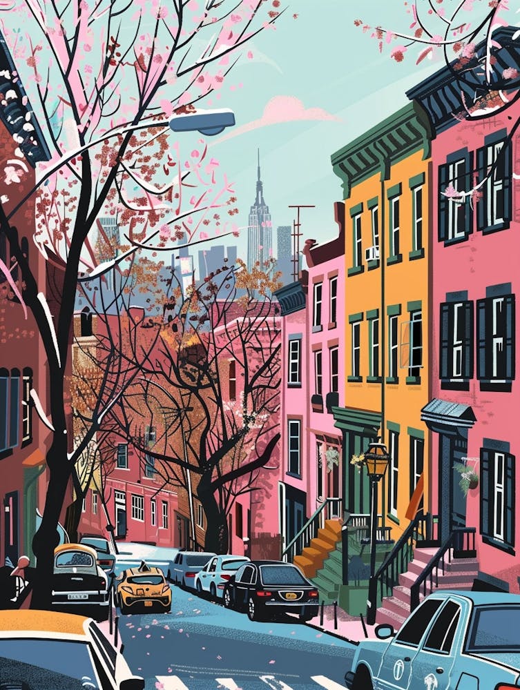 Greenwich Village New York Colourful Silkscreen Illustration 4