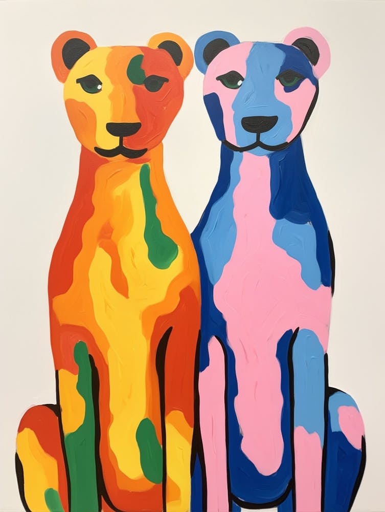 Art Animalier Enfantin Coloré Lion de Montagne 3