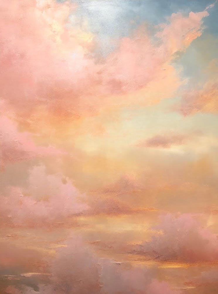 Vintage Skyscape Digital Print, Clouds Sky Landscape Antique Oil Painting, Nursery Nature Art Decor, Digital Download, Gallery Printable Art