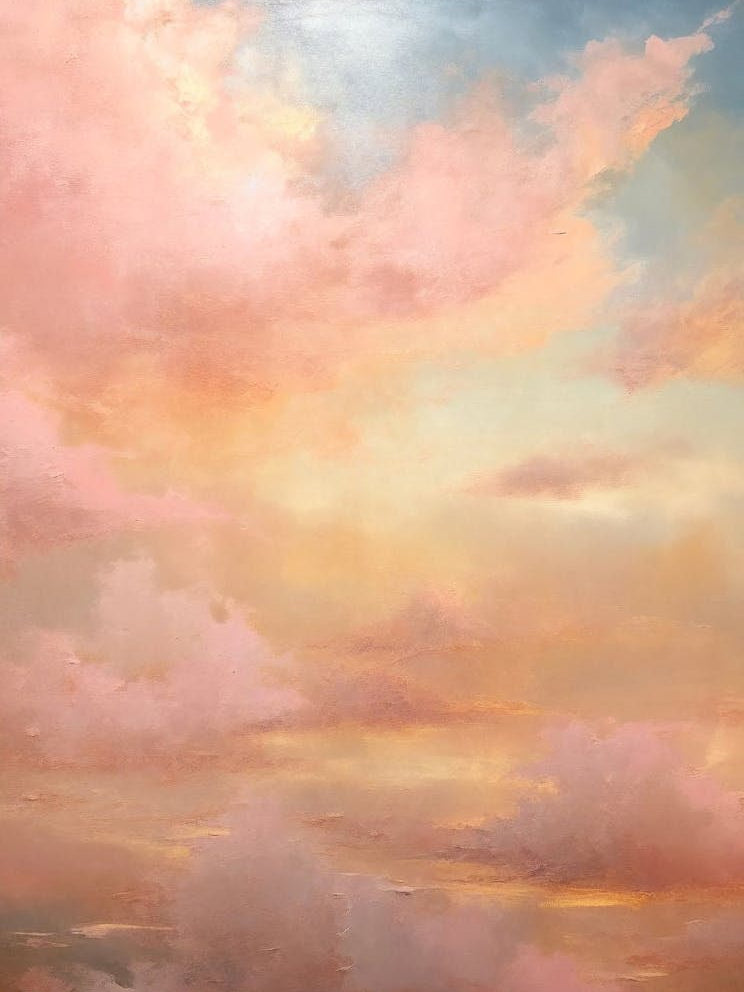 Vintage Skyscape Digital Print, Clouds Sky Landscape Antique Oil Painting, Nursery Nature Art Decor, Digital Download, Gallery Printable Art