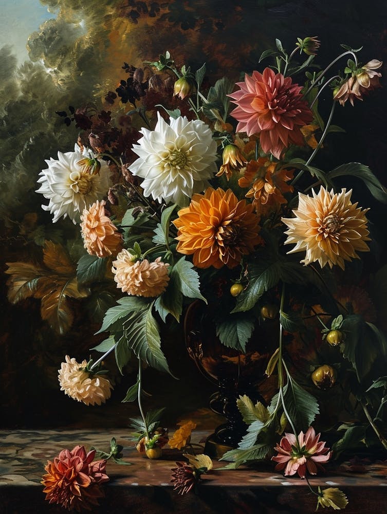 Baroque Floral Still Life Dahlia 2