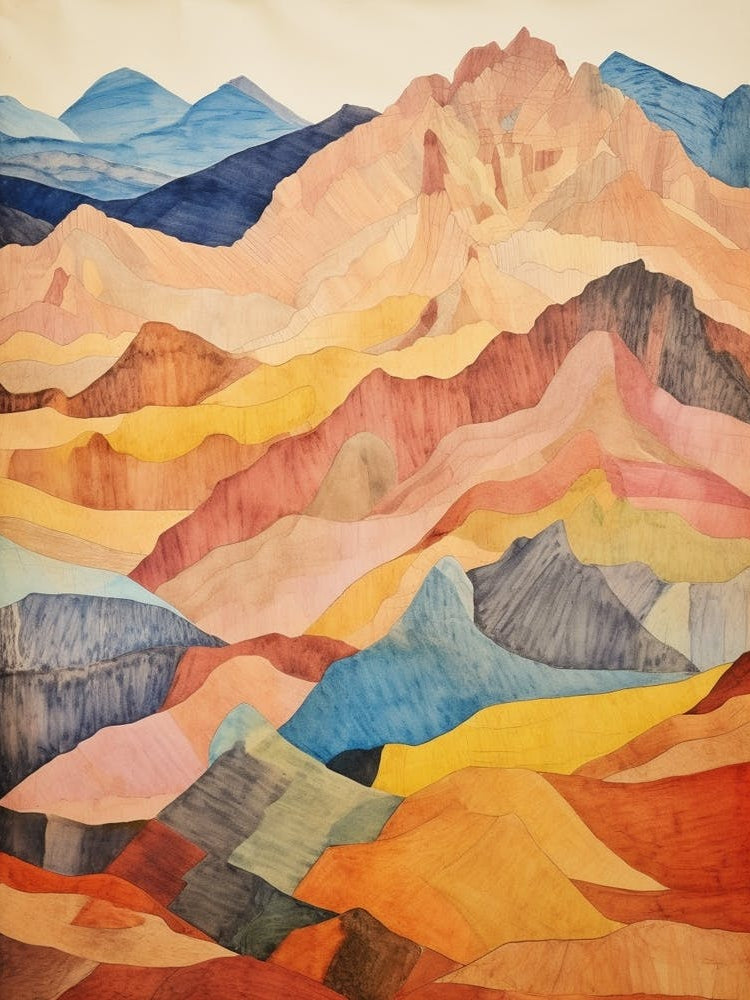 Toubkal Morocco 2 Colourful Mountain Illustration