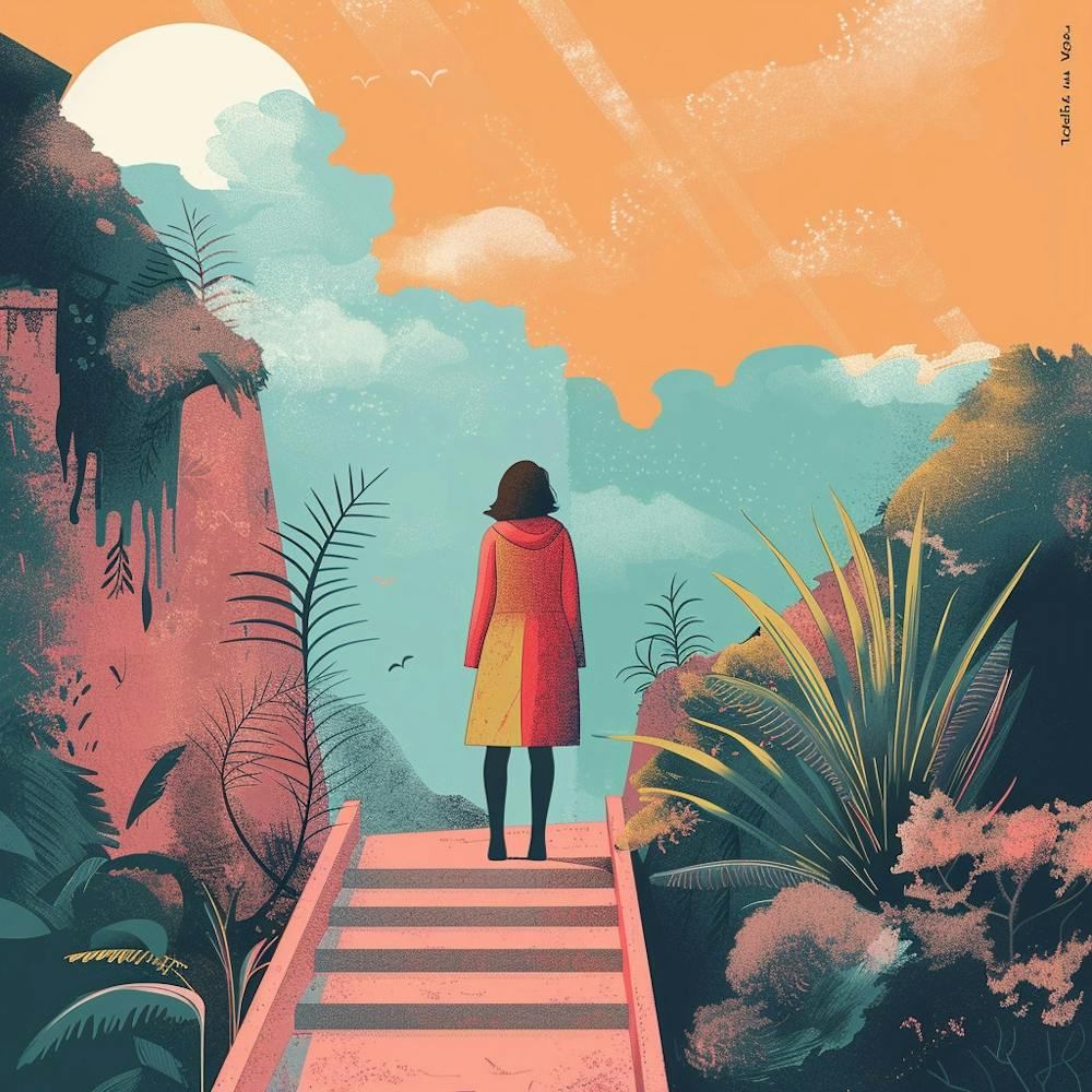 Woman Walking Down A Path