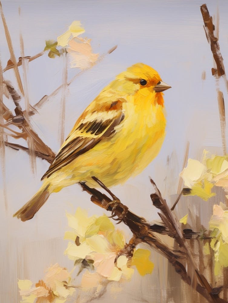 Peinture d'Oiseau Bruant Jaune 3