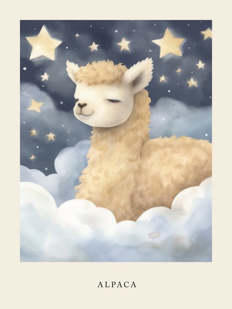 Sleeping Baby Alpaca 3 Nursery Poster