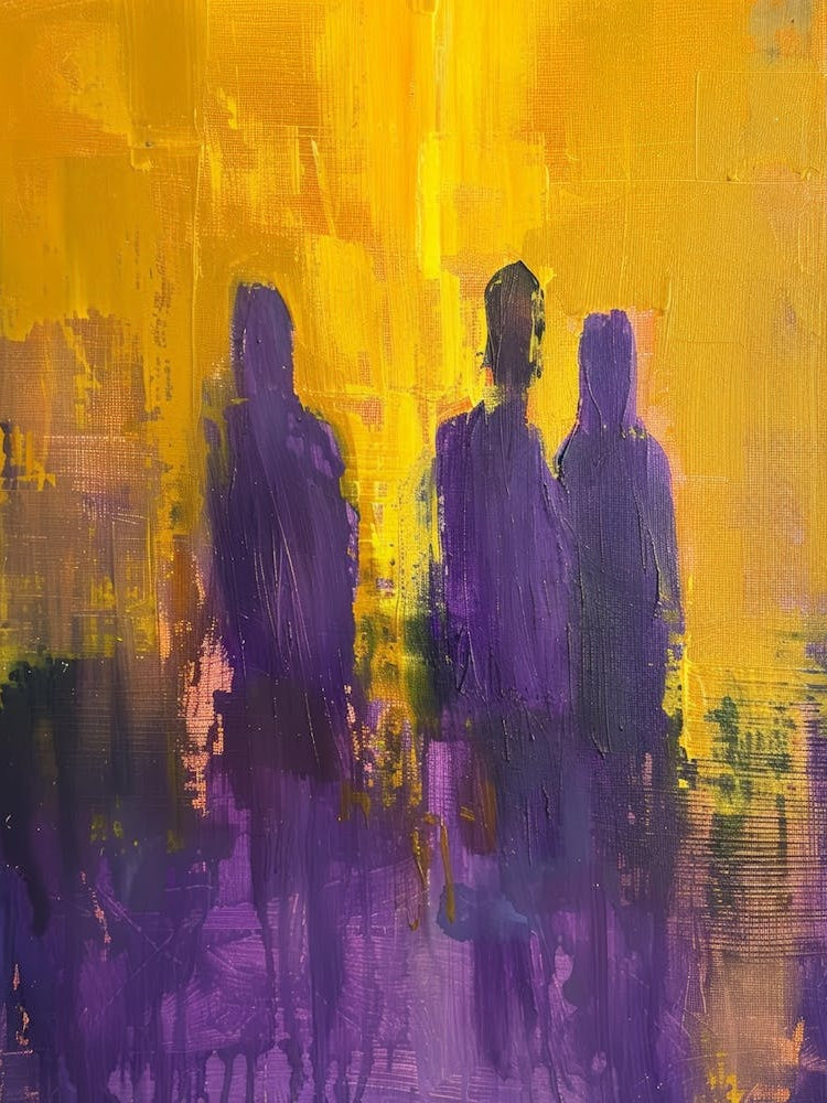 Three People In Purple And Yellow