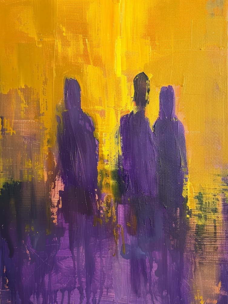 Three People In Purple And Yellow
