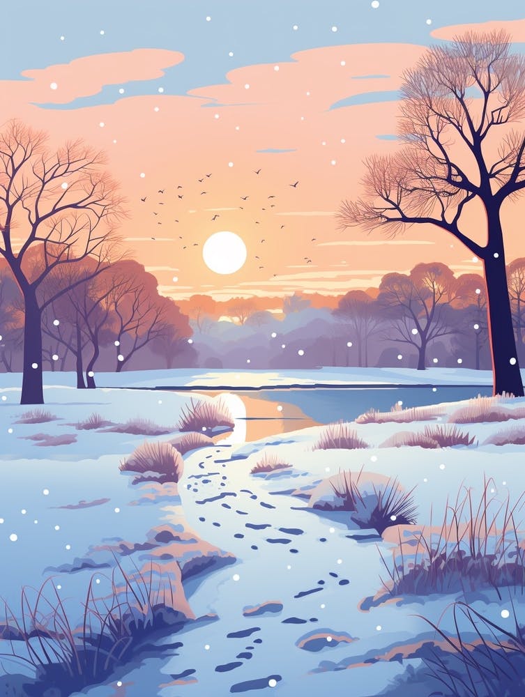 Illustration de Voyage d'Hiver Nocturne Richmond Park Angleterre 1