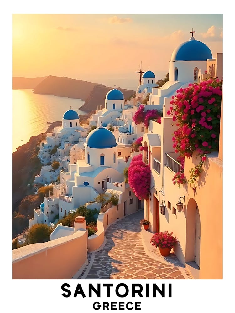 Santorini - Greece Vintage Travel Poster 30