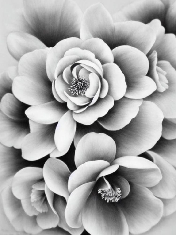 Camellia B&W Pencil 5 Flower