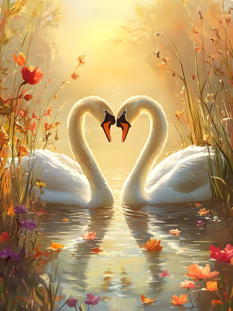 Amazing Swan Couple in the Lake 2