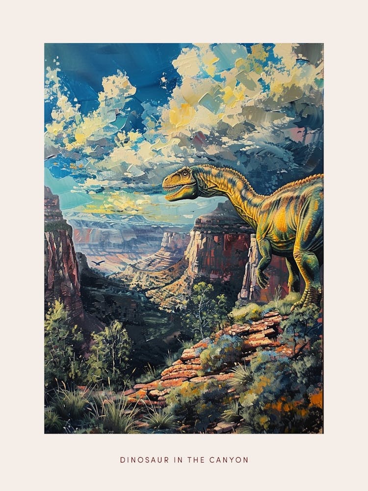Dinosaur In The Canyon Painting 2 Poster