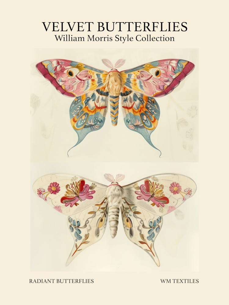 Velvet Butterflies Collection Radiant Butterflies William Morris Style 2