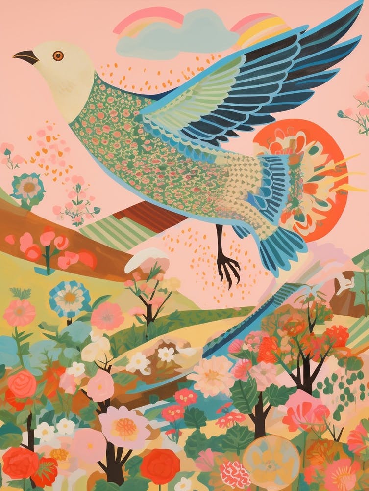 Maximalist Bird Painting Cowbird 1