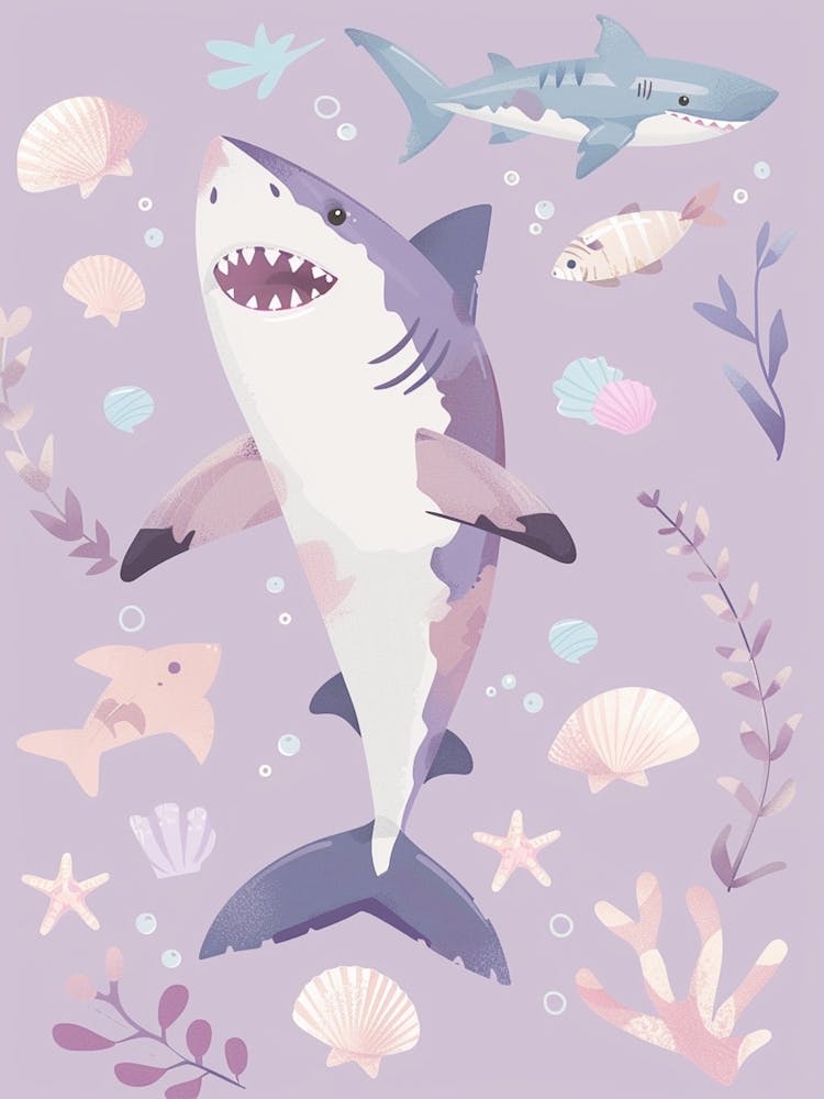 Purple Largetooth Cookiecutter Shark Illustration 1