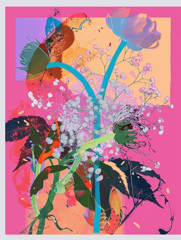 Baby S Breath 3 Neon Flower Collage