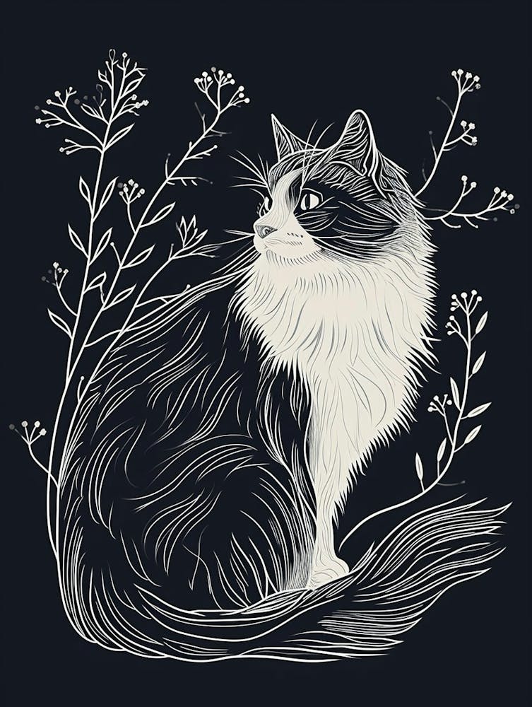 American Curl Cat Minimalist Illustration 4
