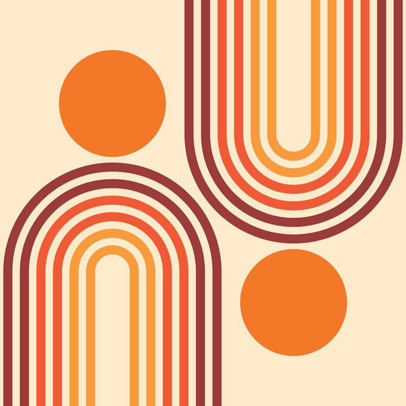 Mid Century Modern Geometric Rainbow And Sun Abstract A4 In Retro Vibes 02