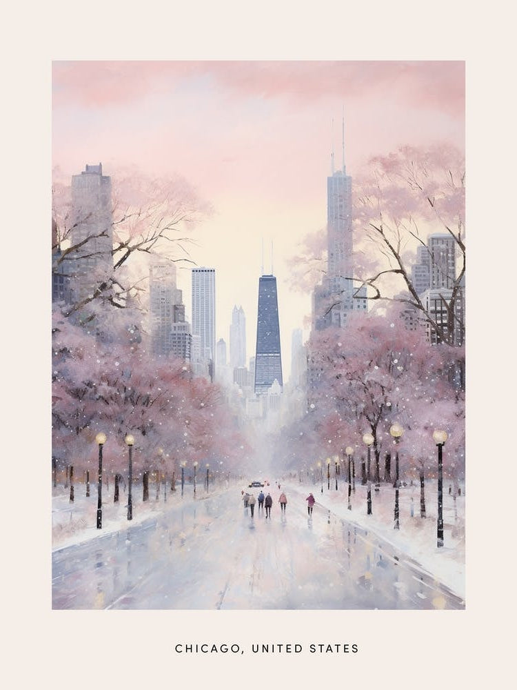 Dreamy Winter Painting Poster Chicago Usa 4