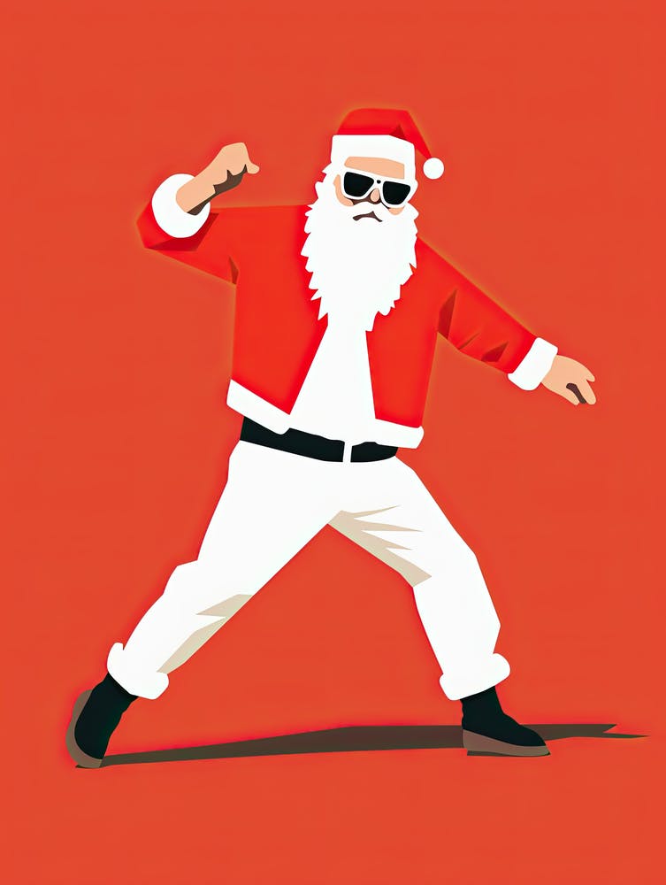 Santa Claus Dancing, Christmas print 2