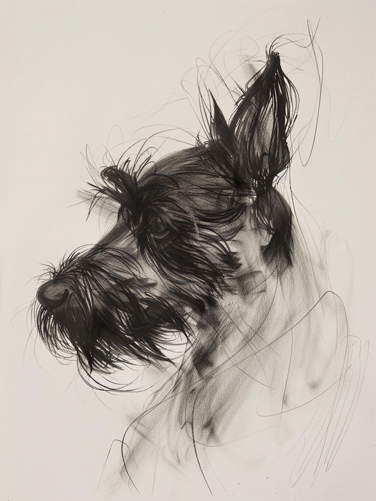 Scottish Terrier Dog Charcoal Line 1