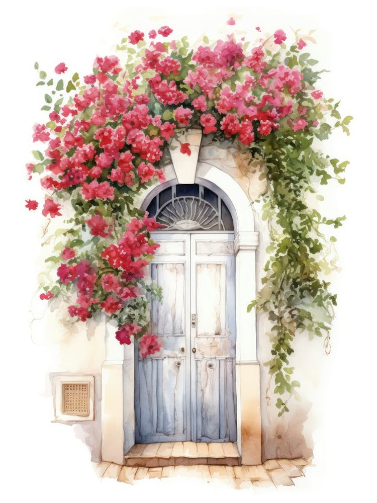 Tarragona, Spain   Mediterranean Doors Watercolour Painting 2