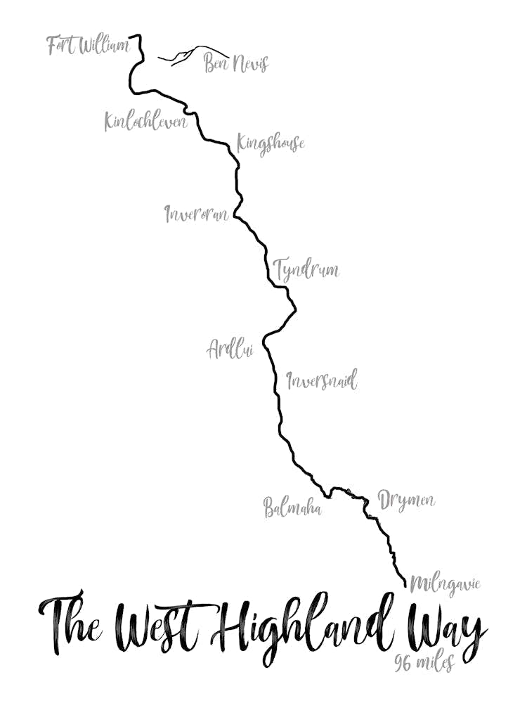 The West Highland Way Route Print | Long Distance Trail Print | Hiking Print | Scotland