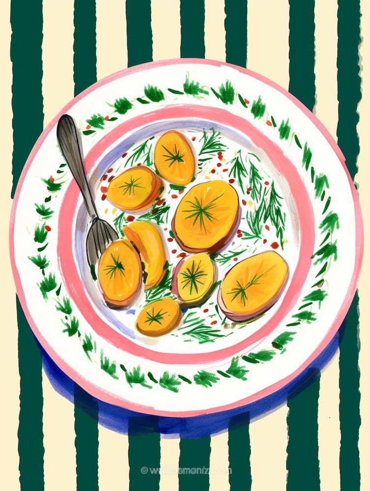 A Plate Of Plantain, Top View Food Illustration 3