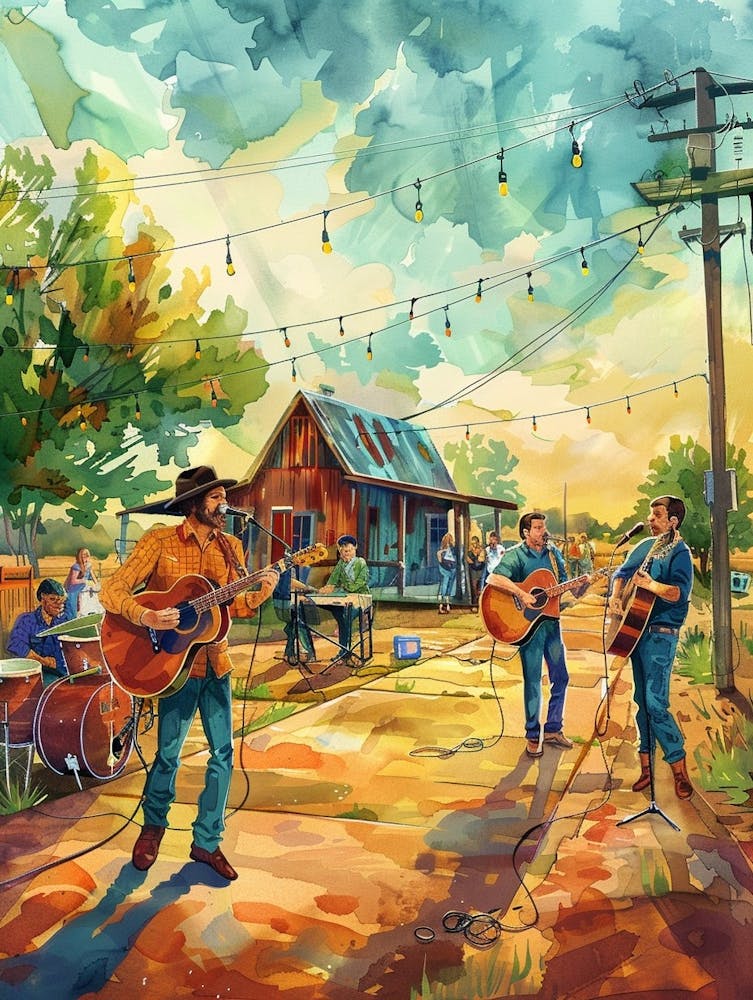 Storybook Illustration Live Music Scene Austin Texas  2