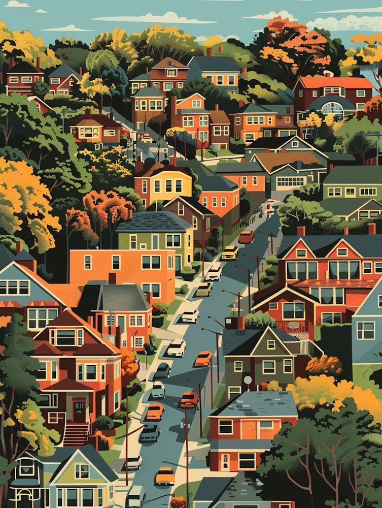 Forest Hills New York Colourful Silkscreen Illustration 4
