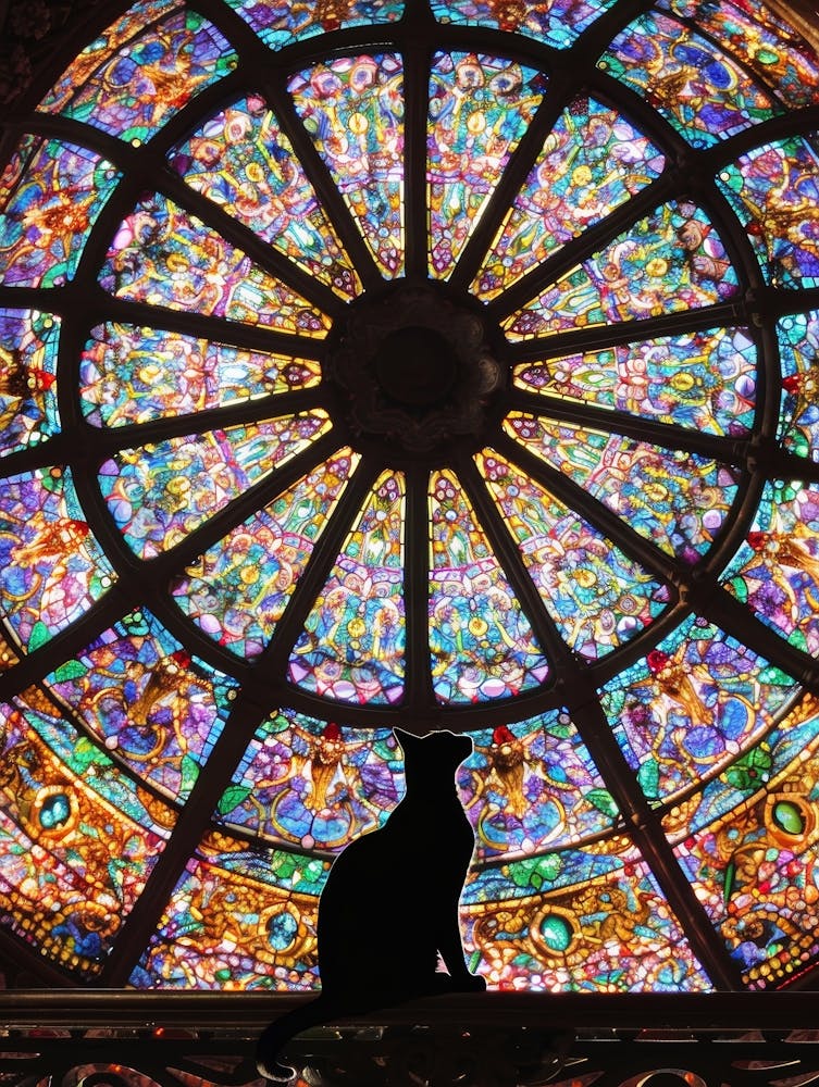 Cat In Stained Glass Window 6
