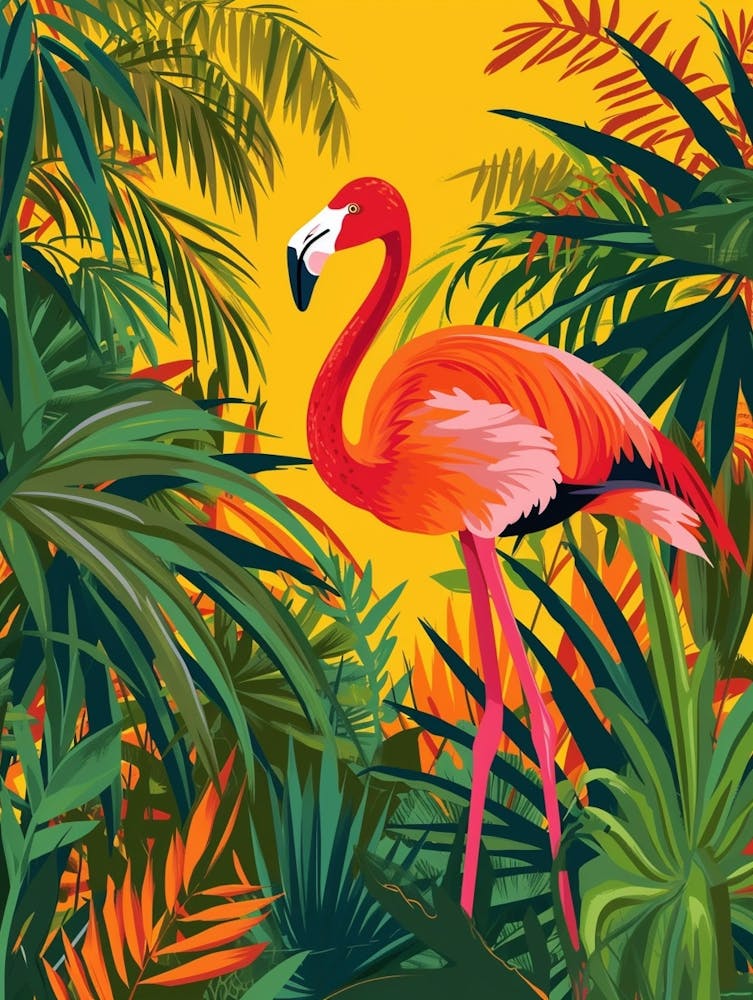 Greater Flamingo Yucatn Peninsula Mexico Tropical Illustration 5