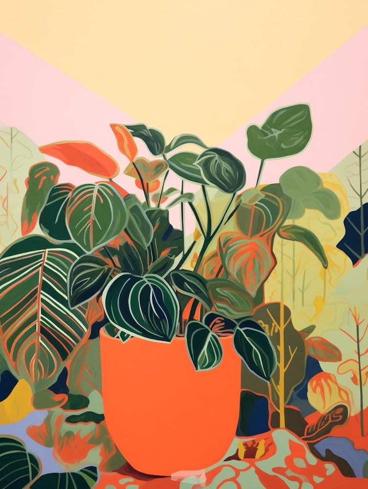 Boho Plant Painting Philodendron Brasil 1