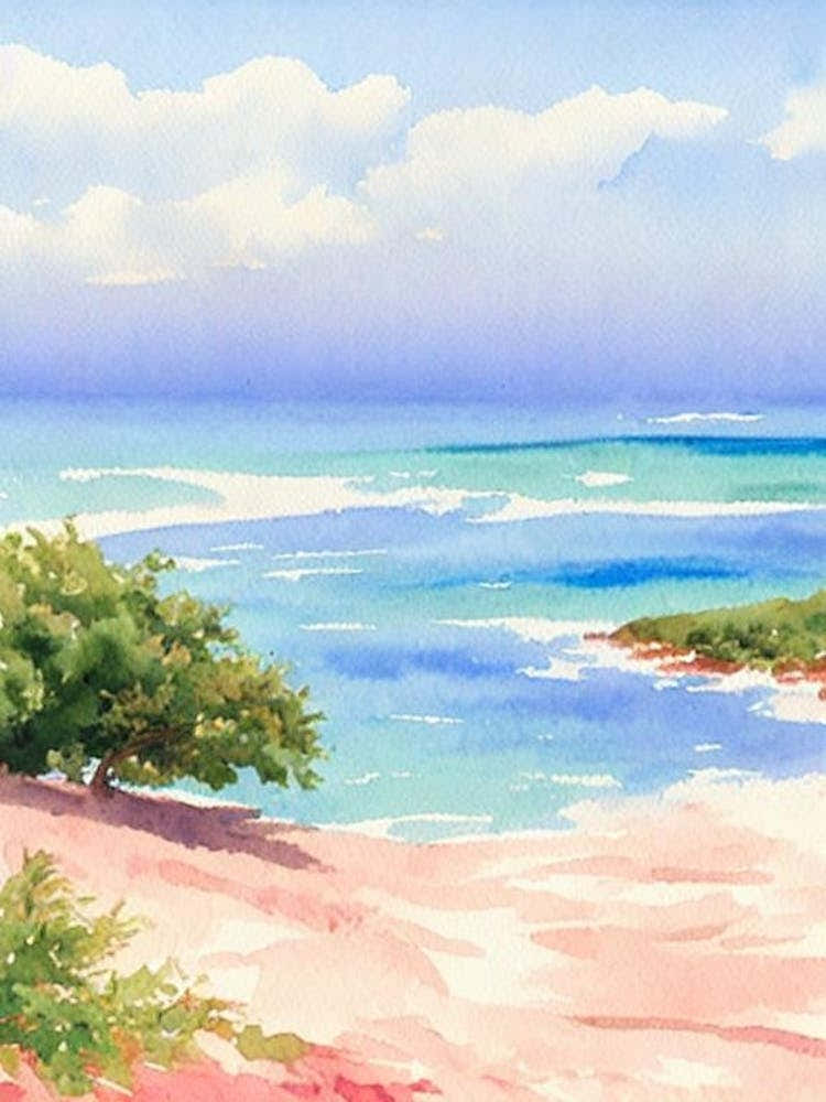 Spiaggia Di Tuerredda 2, Sardinia, Italy Watercolour