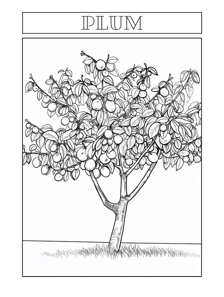 Plum Tree Minimalistic Drawing 3 Poster