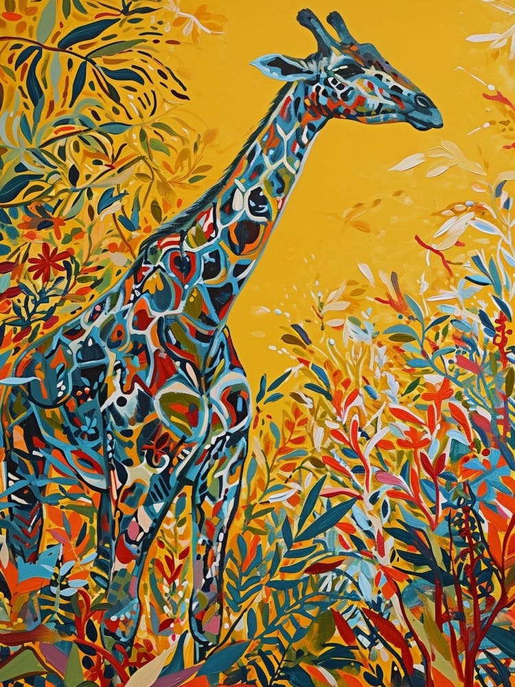 Colourful Giraffe Lead Pattern Painting 1