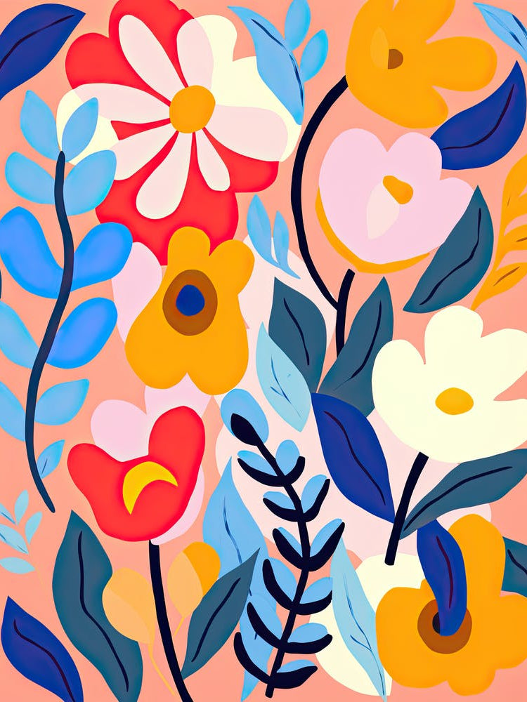 Floral Rhapsody: A Matisse-inspired Flowers Market Mosaic