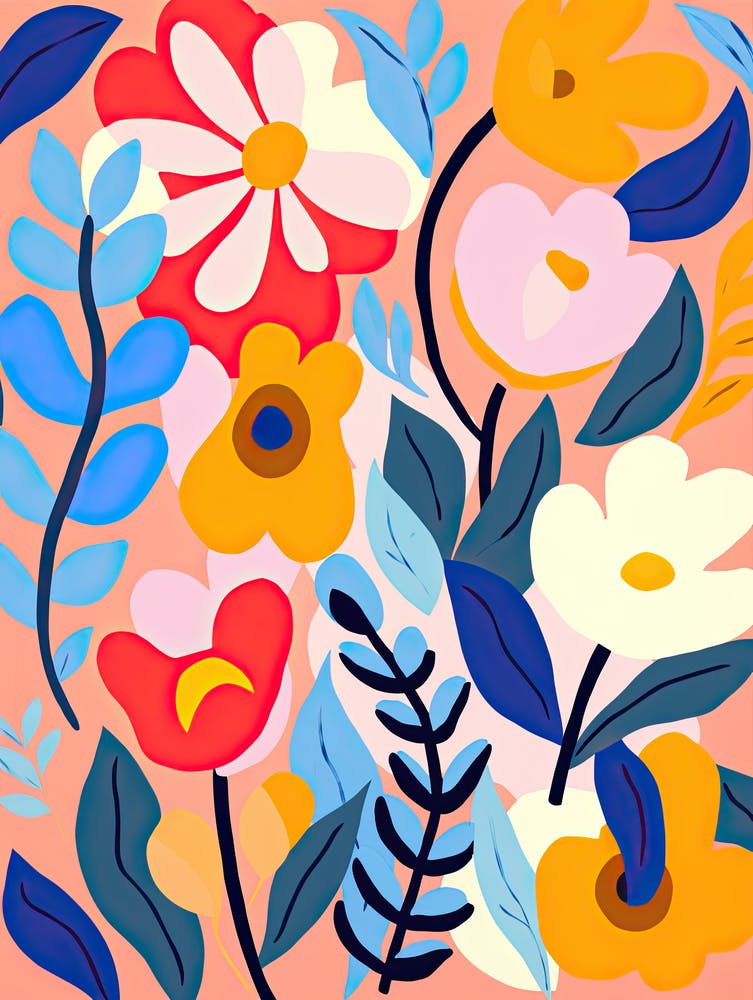 Floral Rhapsody: A Matisse-inspired Flowers Market Mosaic