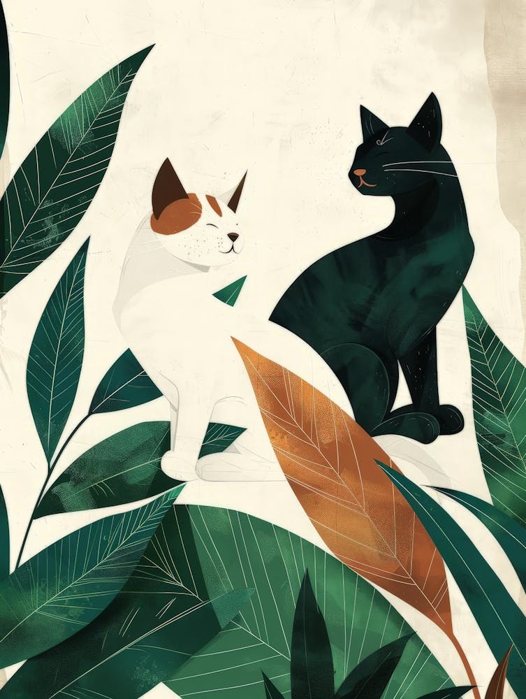 Cats And Leaves