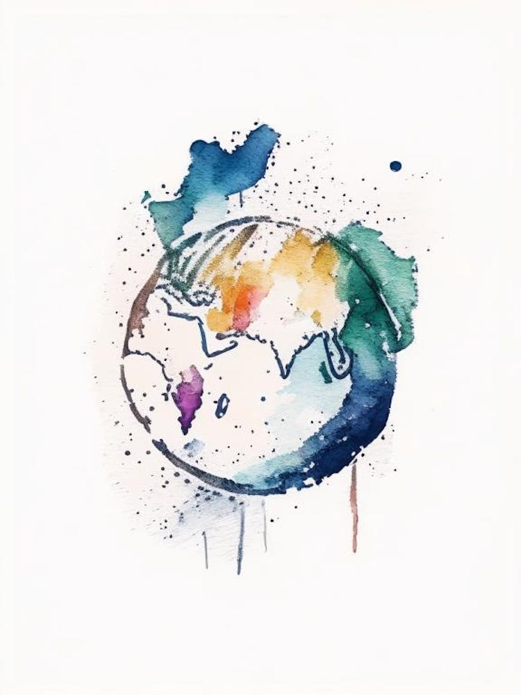 Globe Symbol 2 Minimal Watercolour