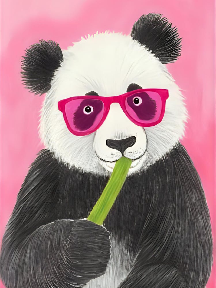 Panda Bear In Pink Sunglasses