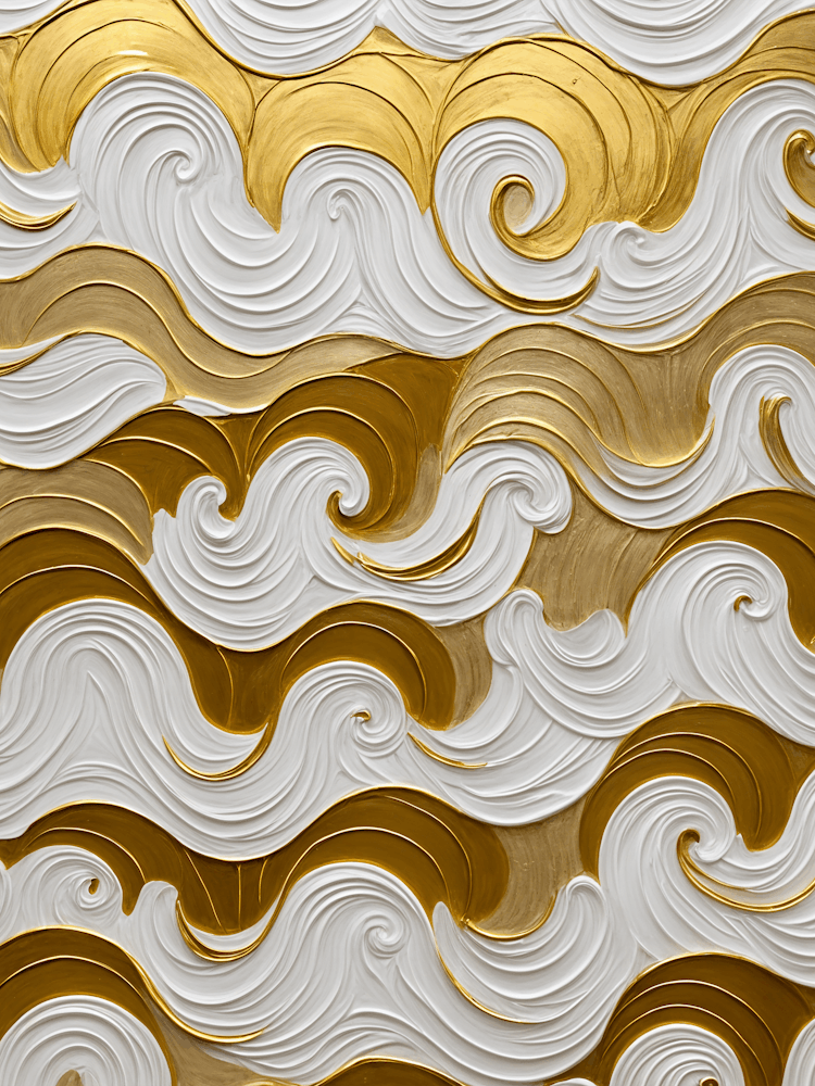 Gold And White Waves no1