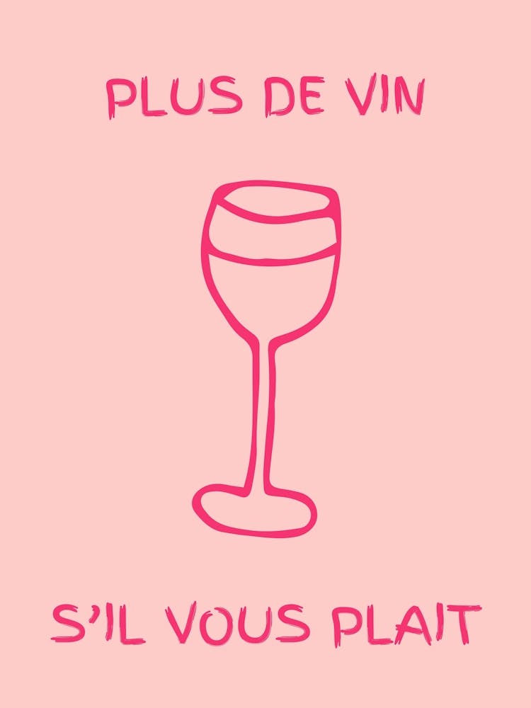 Wine Glass Kitchen Poster Pink