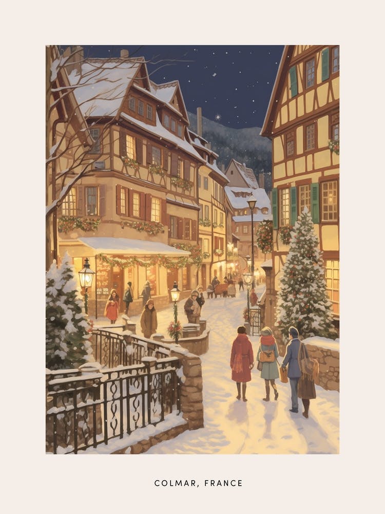 Vintage Winter Poster Colmar France 2