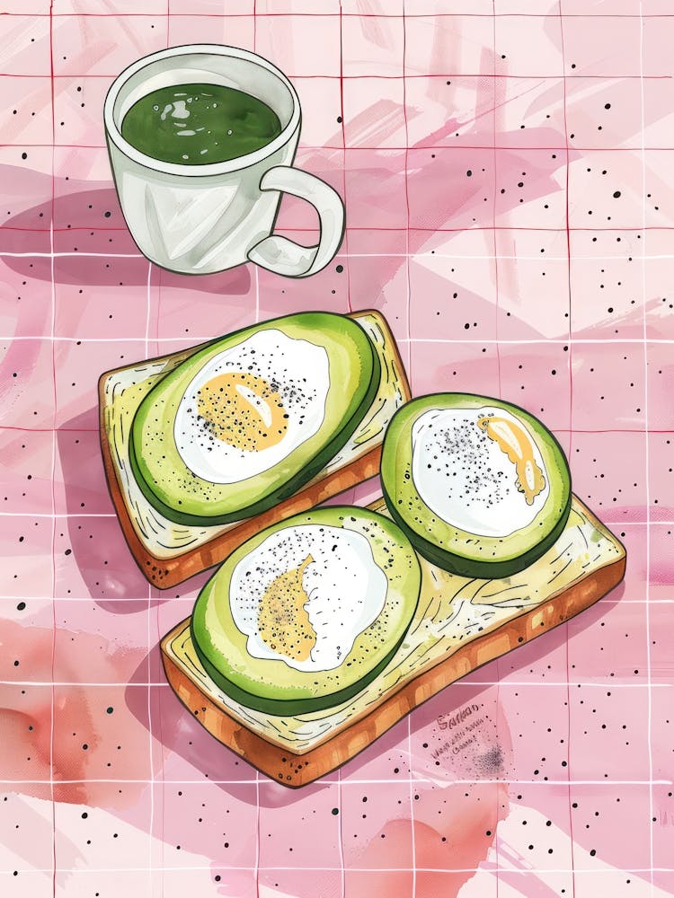 Pink Breakfast Food Poached Eggs 3